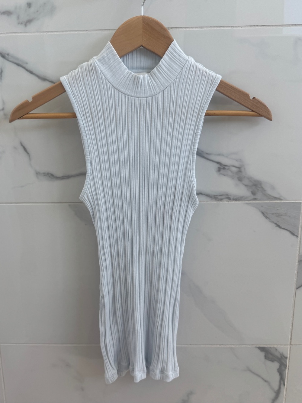 Vince ribbed mock neck tank - light light blue - XS - lots of stretch